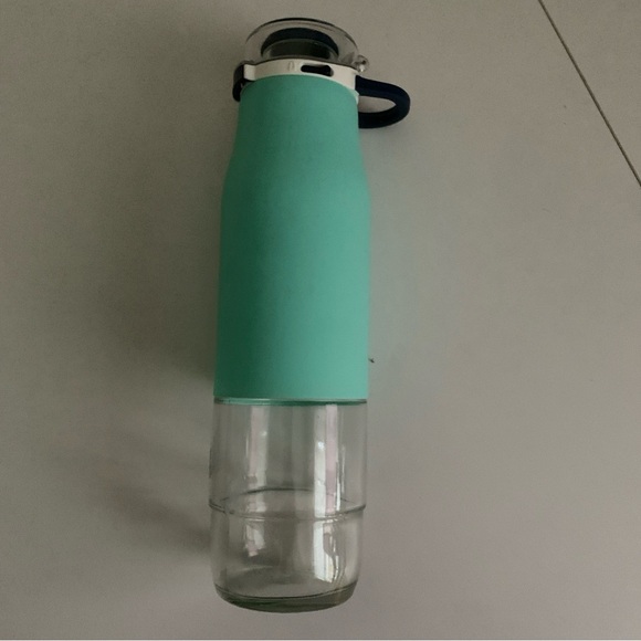 Ello Aura Turquoise Glass Water Bottle with Handle - Picture 1 of 5